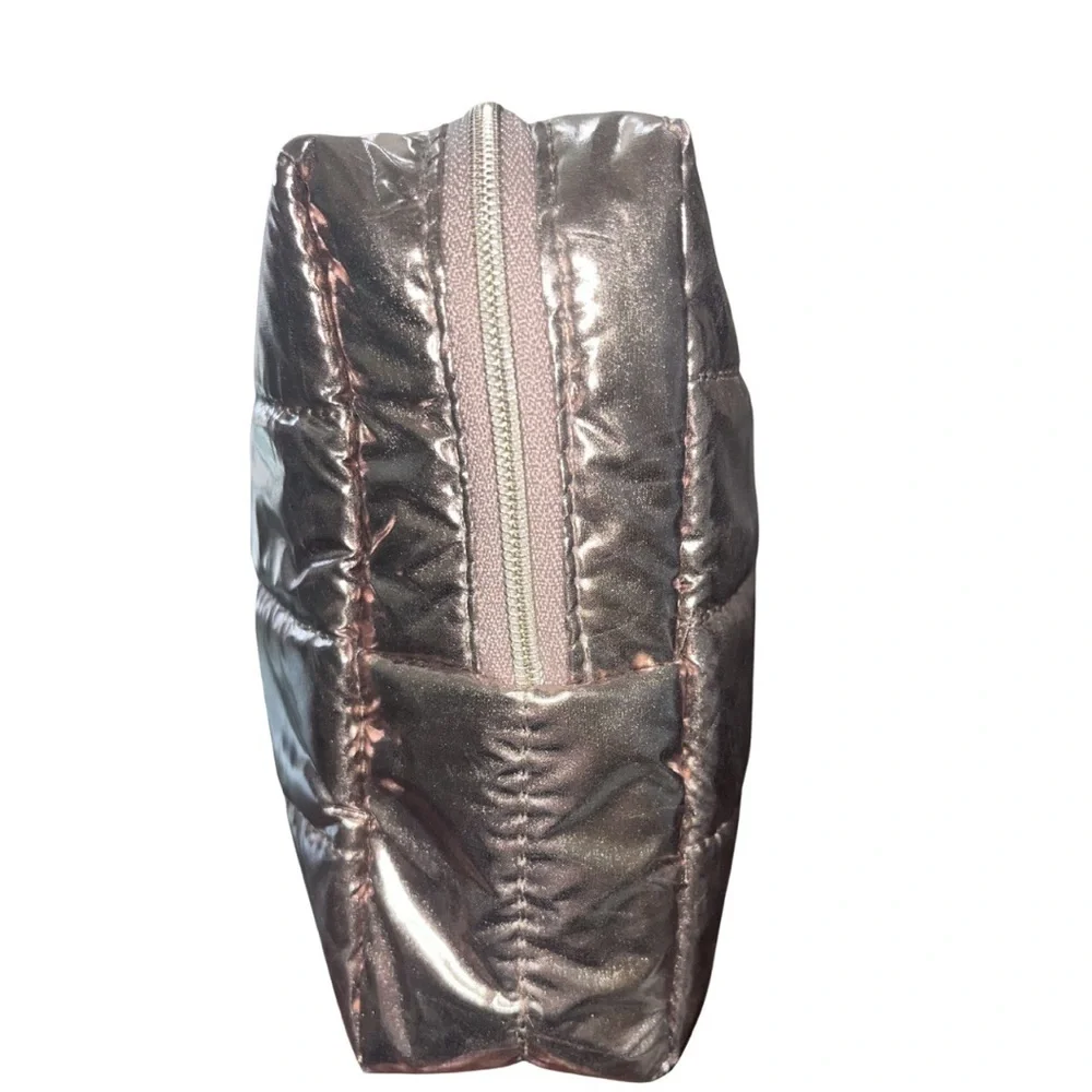 NWOT Sephora Rose Gold Metallic Quilted Puffer Makeup Cosmetic Bag